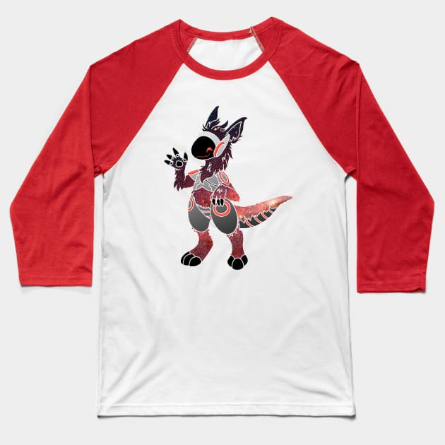 Protogen Fursuit Waving Cosmic Red stars Fursona Furry Baseball T-Shirt by Surfer Dave Designs